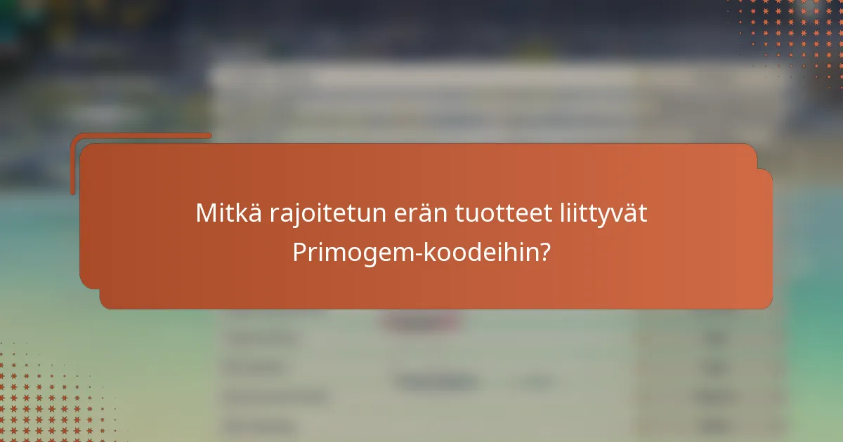 Mitkä rajoitetun erän tuotteet liittyvät Primogem-koodeihin?