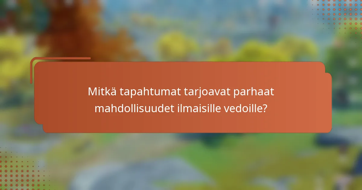 Mitkä tapahtumat tarjoavat parhaat mahdollisuudet ilmaisille vedoille?